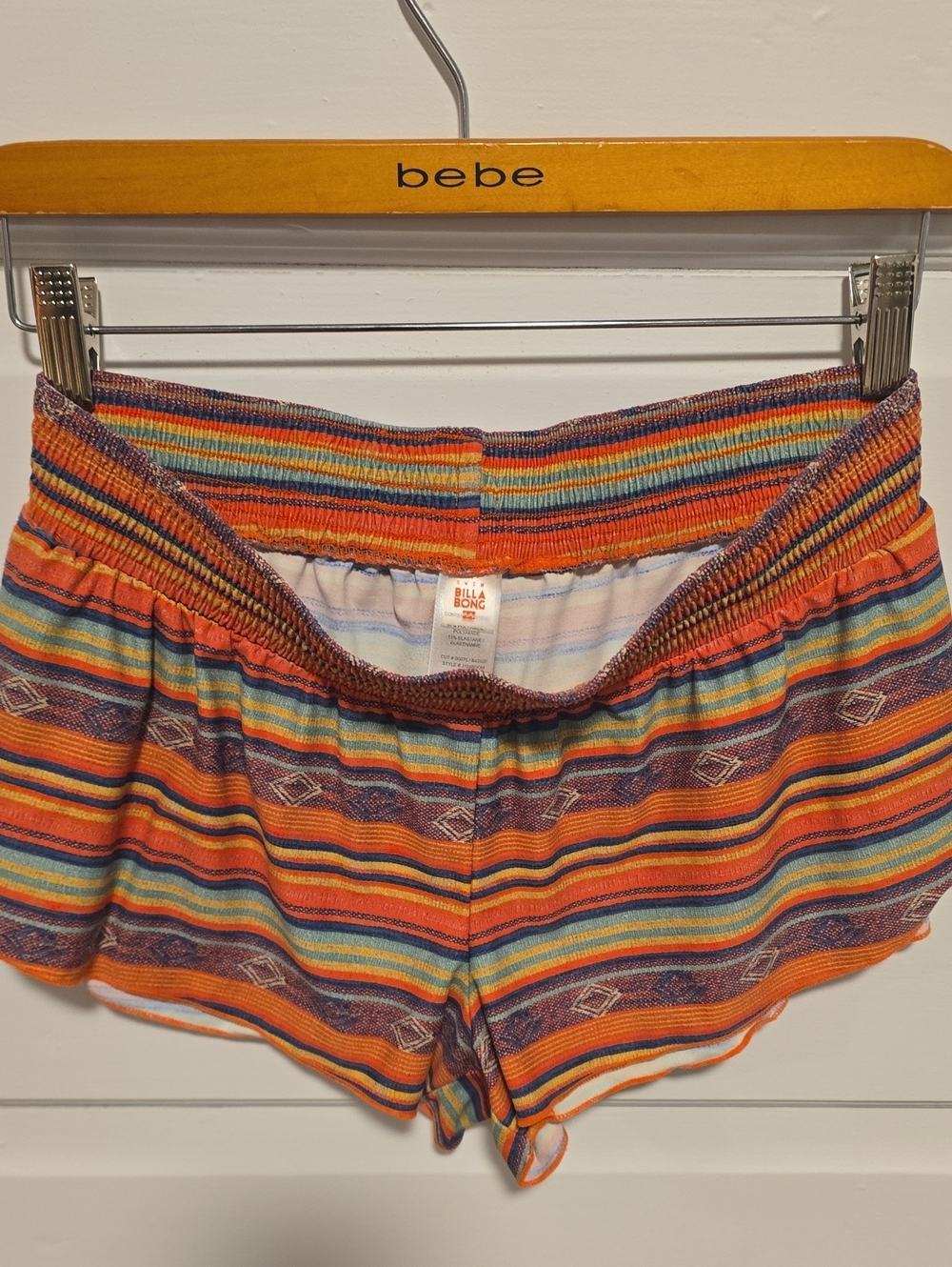 Billabong Orange Teal Blue Striped Knit Shorts